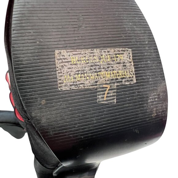 Funtasma Burlesque 129 high heels black satin red bows size 7 straps - Picture 10 of 11